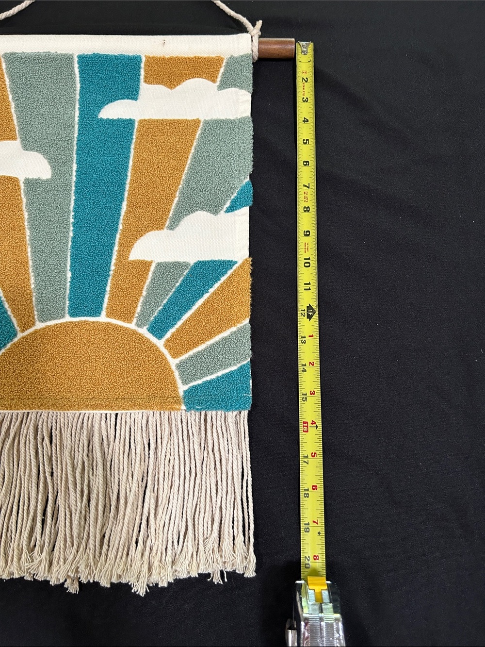 Boho Sunrise Wall Hanging - Teal, Mustard, Sage, White - Picture 4 of 7
